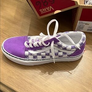 Vans Checkerboard Purple and White Sneakers